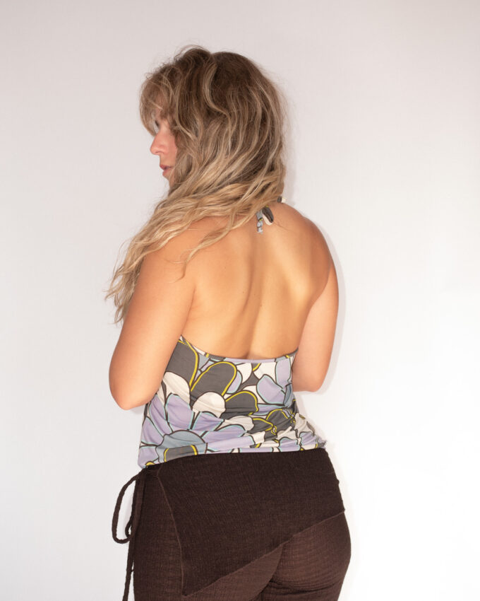 Purple Halter Neck Vintage Top – Coconut Girl Aesthetic - S-L