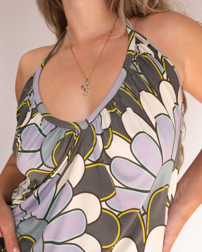 Purple Halter Neck Vintage Top – Coconut Girl Aesthetic - S-L