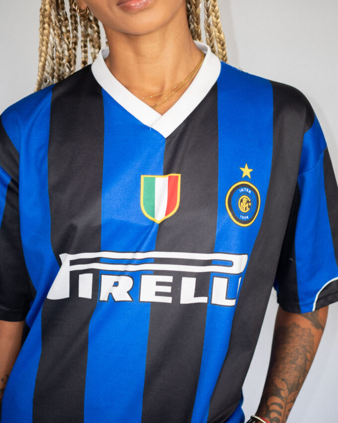 Inter Milan Vintage-Style Jersey – Bold Blue Stripes - M/L
