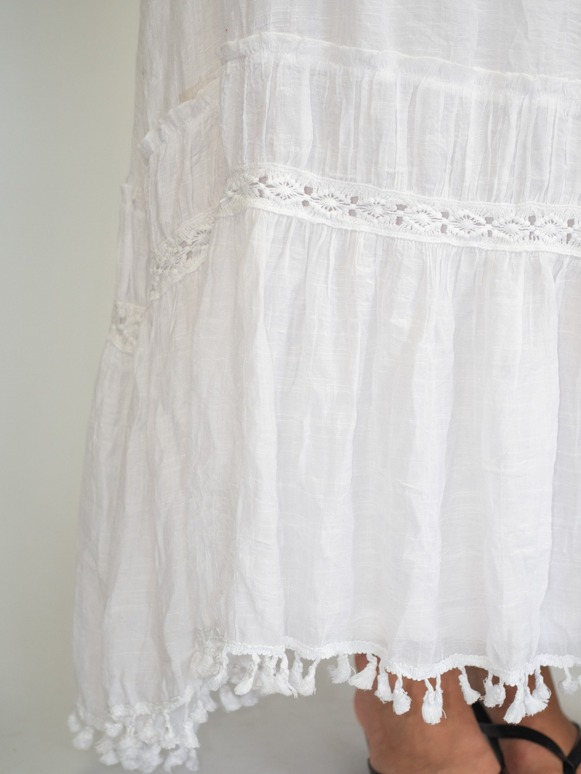 Crisp White Vintage Cotton Maxi Skirt – S/M - Image 2