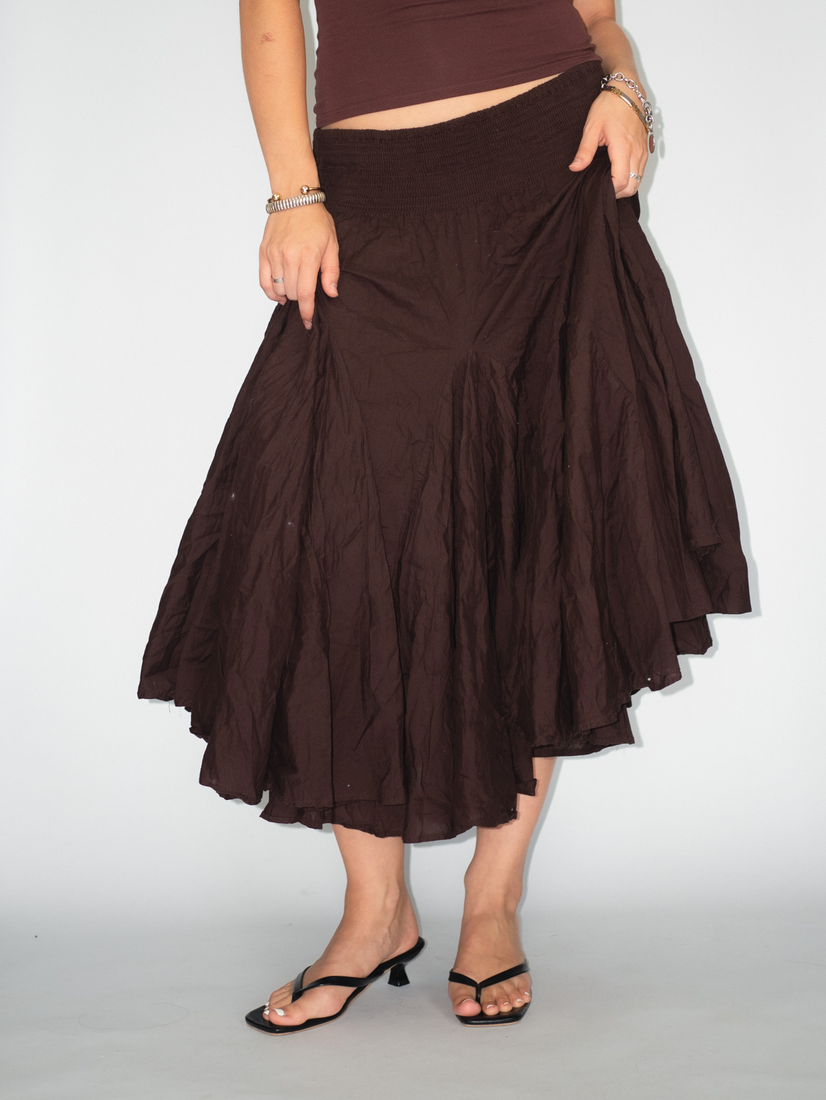 Chocolate Brown Vintage Midi/Maxi Skirt – S/M - Image 4
