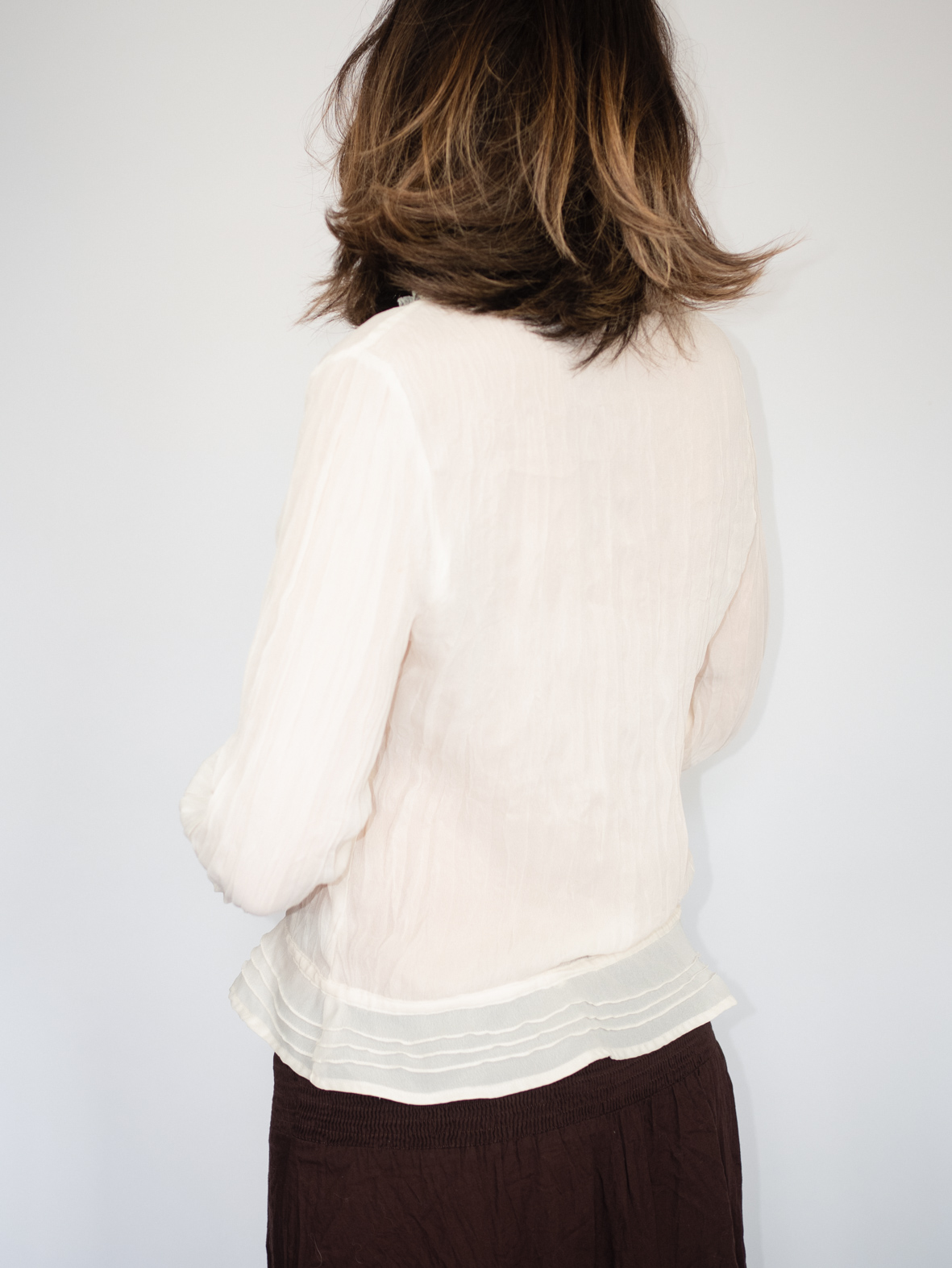 Vintage Boho Ivory Sheer Blouse – M - Image 3