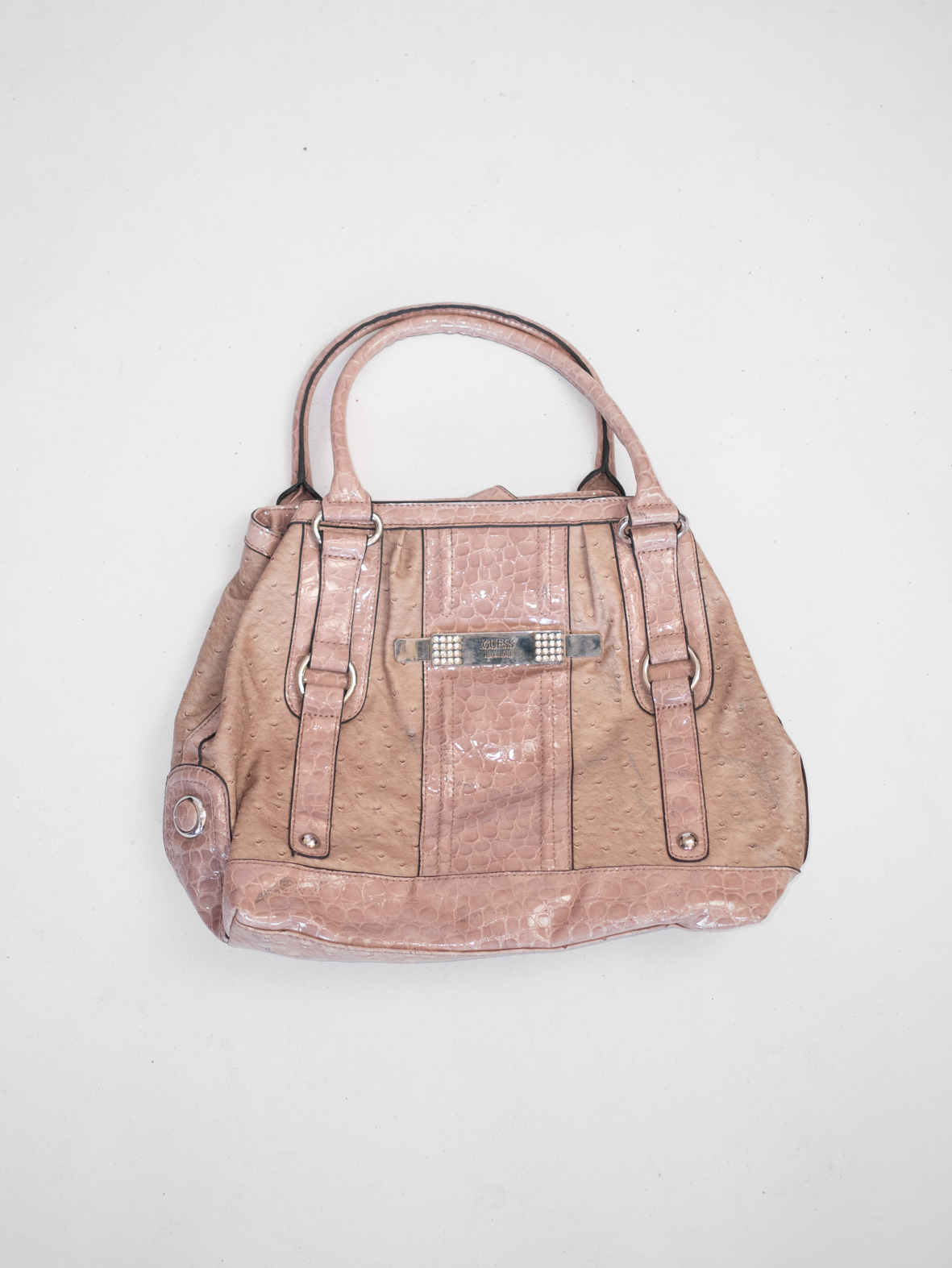 Vintage Guess Bag in Soft Pink Croco Texture