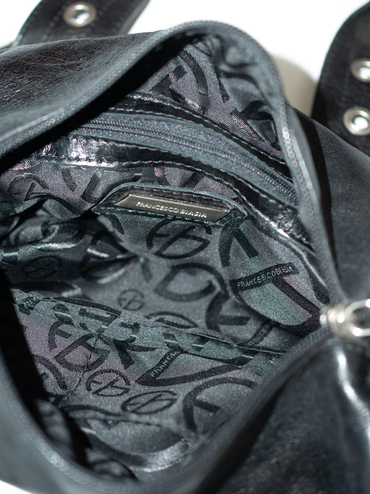 Rare Luxury Vintage Francesco Biasia Black Leather Buckle Bag - Image 9