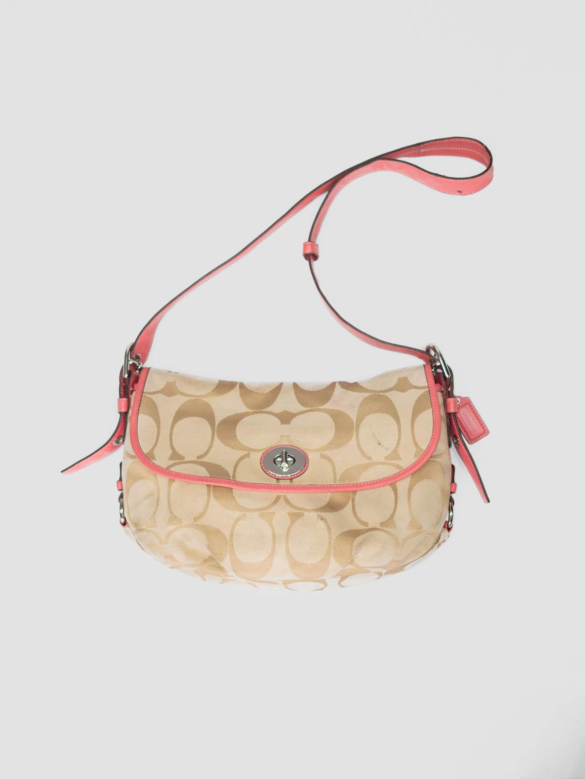 Vintage Coach Crossbody Bag – Beige/Red