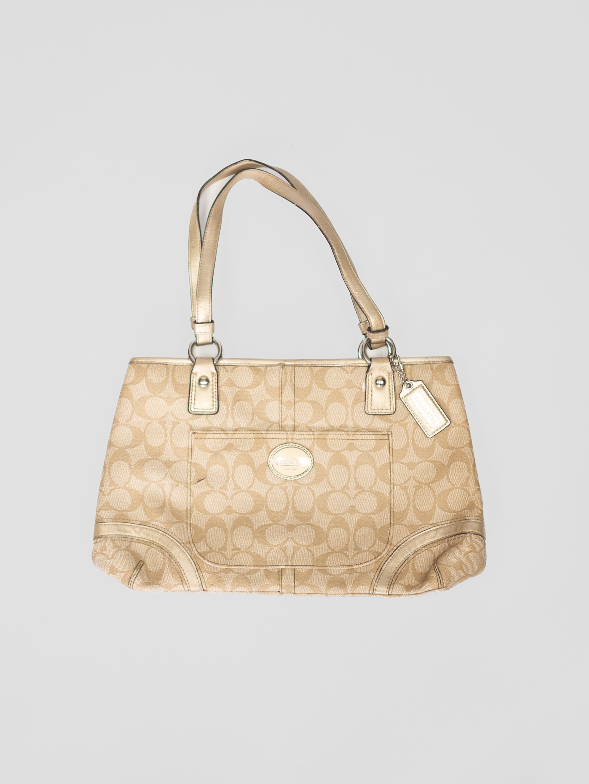 Vintage Coach Tote (Beige Monogram) - Image 4