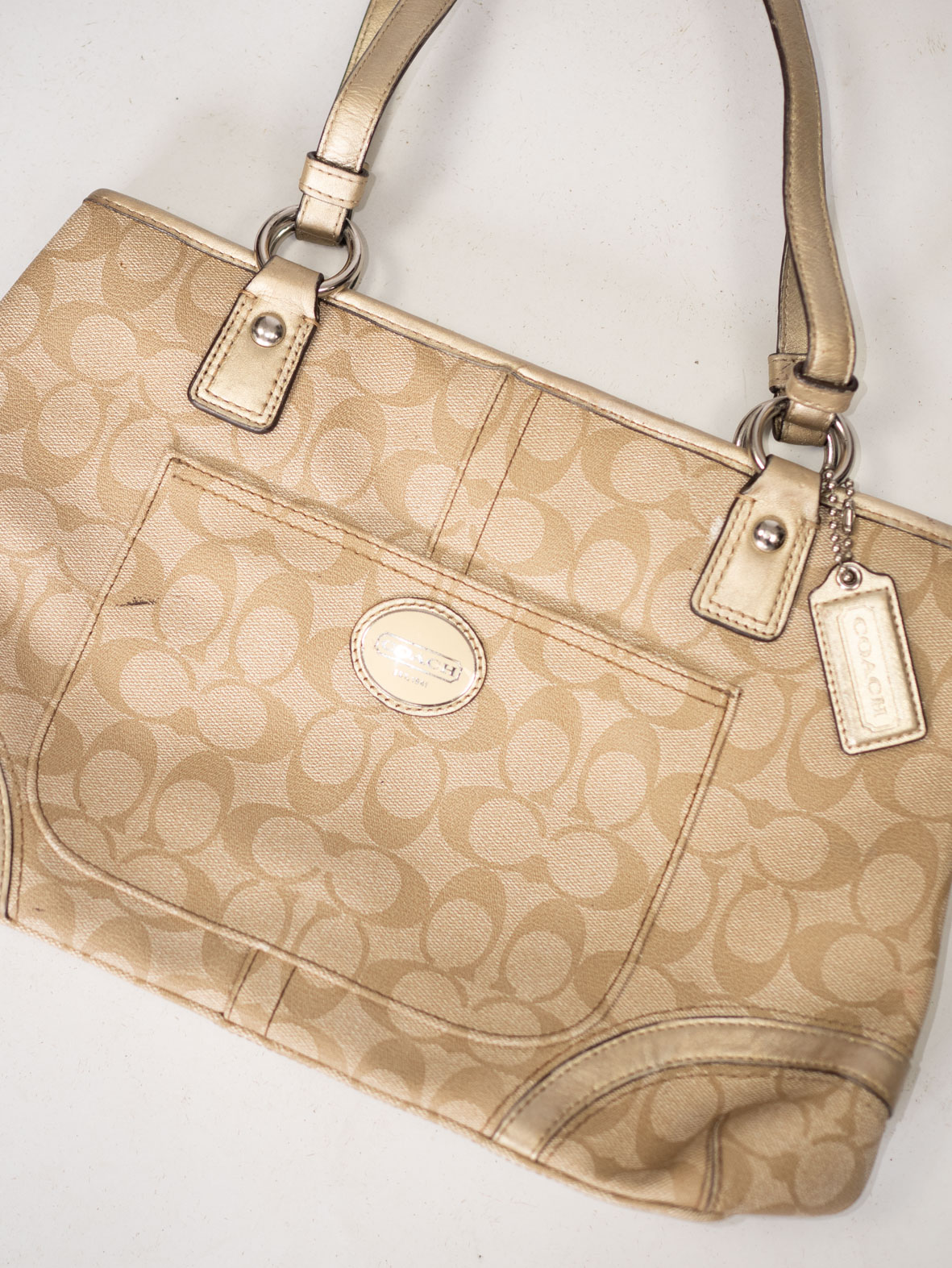 Vintage Coach Tote (Beige Monogram) - Image 5