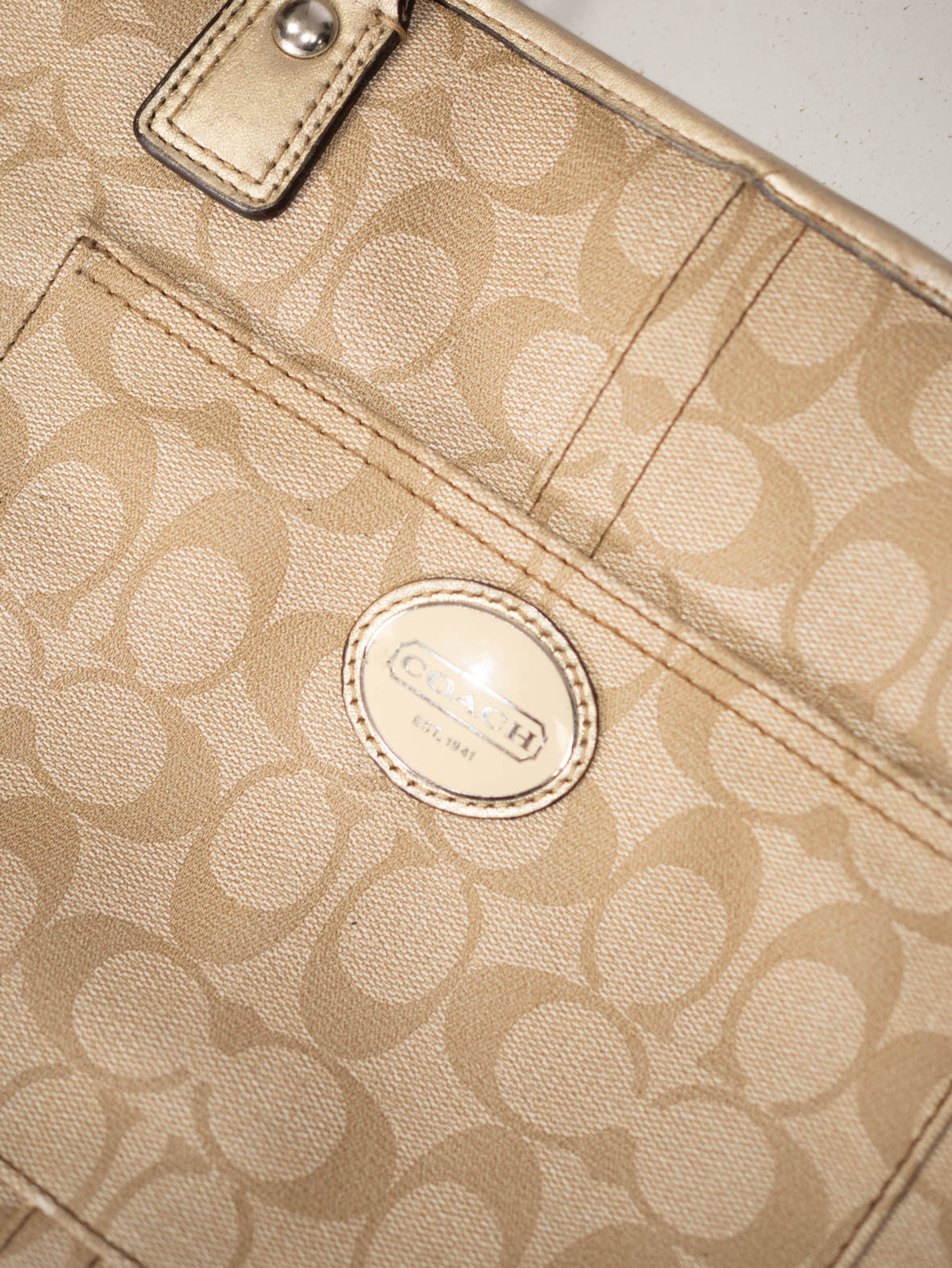 Vintage Coach Tote (Beige Monogram) - Image 6