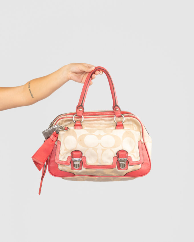 Coach Satchel (Coral Red Accents)