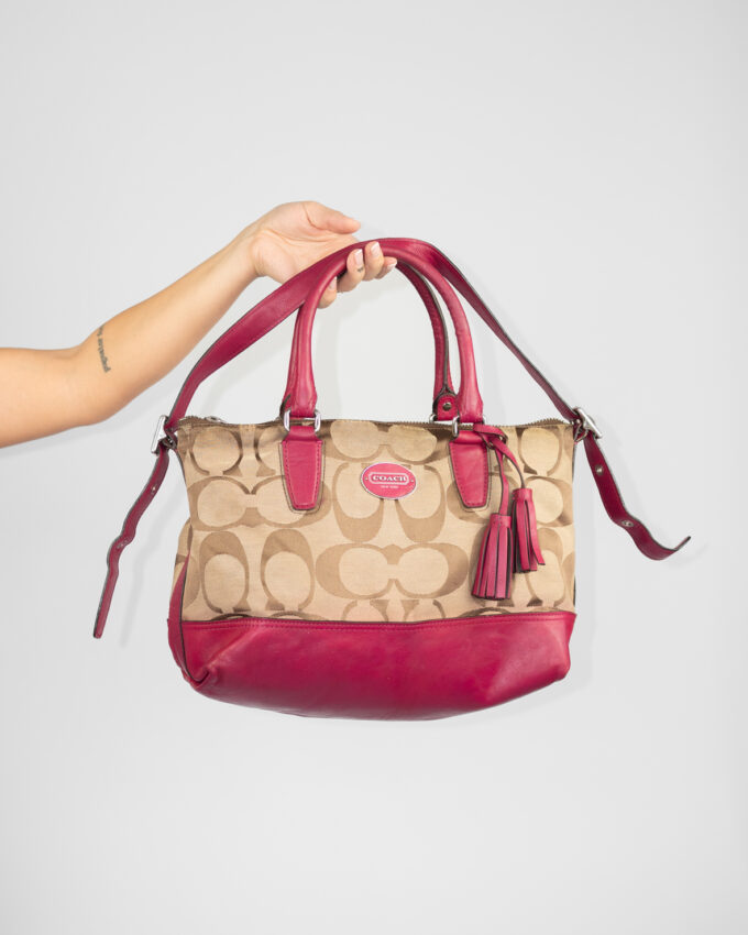 Coach Handbag with Pink Leather Trim