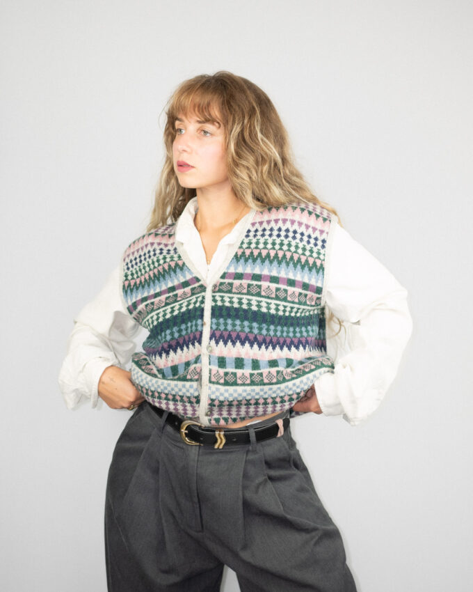 Vintage Fair Isle Knit Vest - L