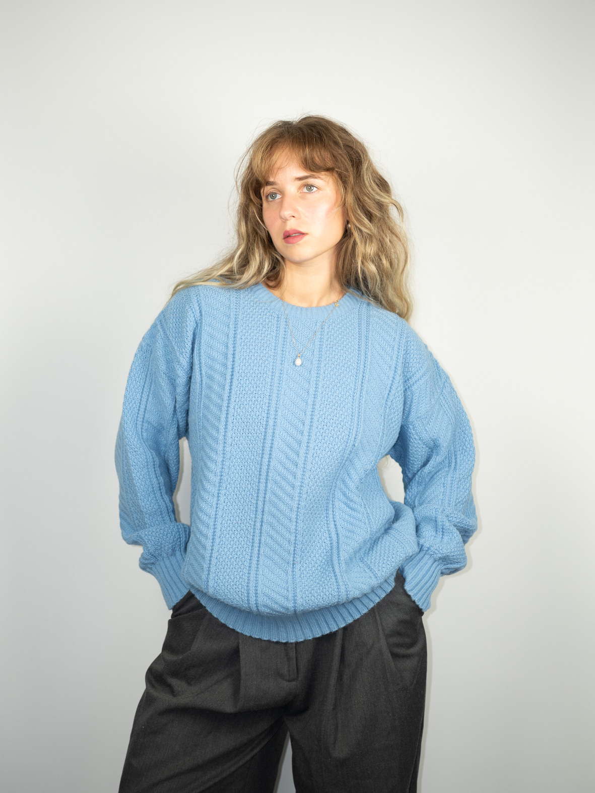 Sky Blue Vintage Knit Sweater - M