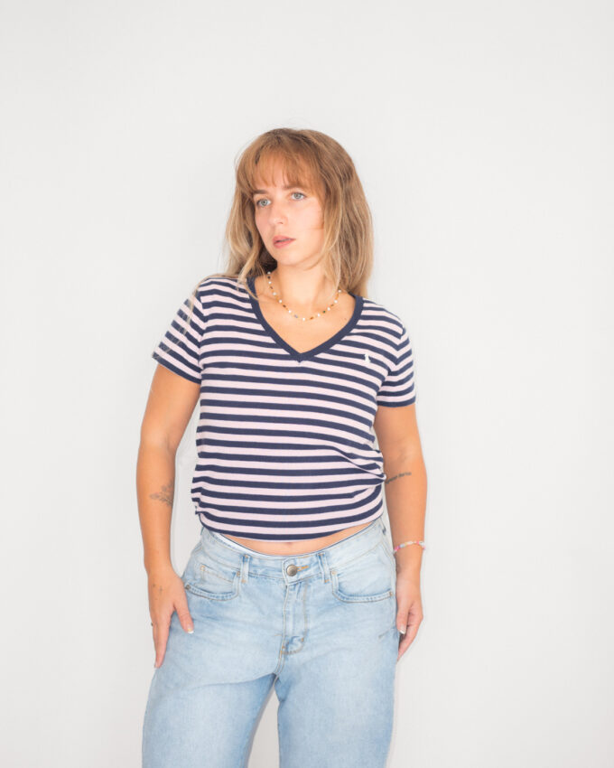 Polo Ralph Lauren Rose Striped Tee – M