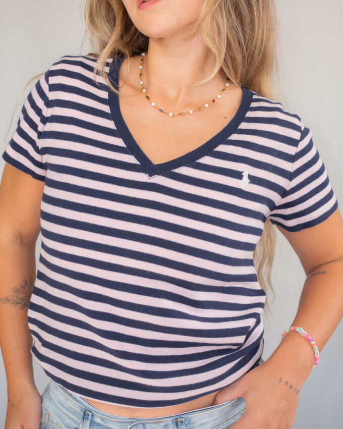 Polo Ralph Lauren Rose Striped Tee – M