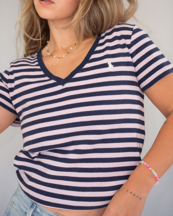 Polo Ralph Lauren Rose Striped Tee – M