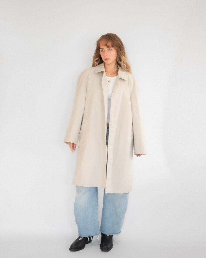 Minimal Light Beige Mid-Season Coat - M