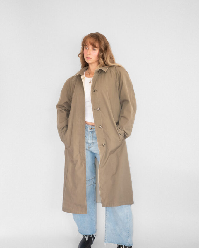 Reversible Vintage Coat – Beige & Olive  - M/L