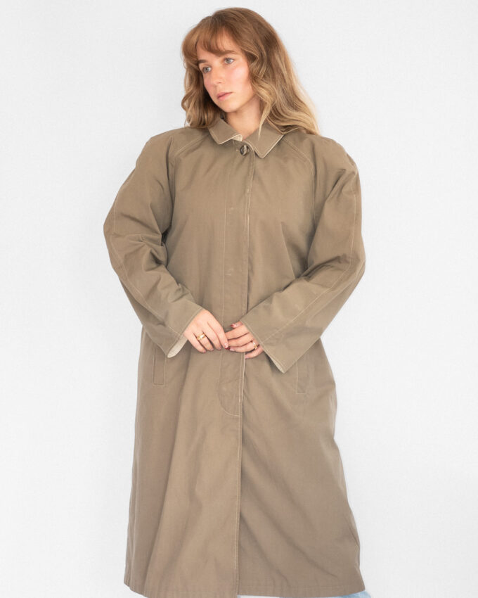 Reversible Vintage Coat – Beige & Olive - M/L