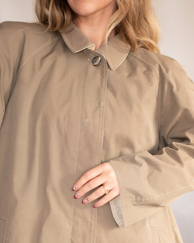 Reversible Vintage Coat – Beige & Olive - M/L