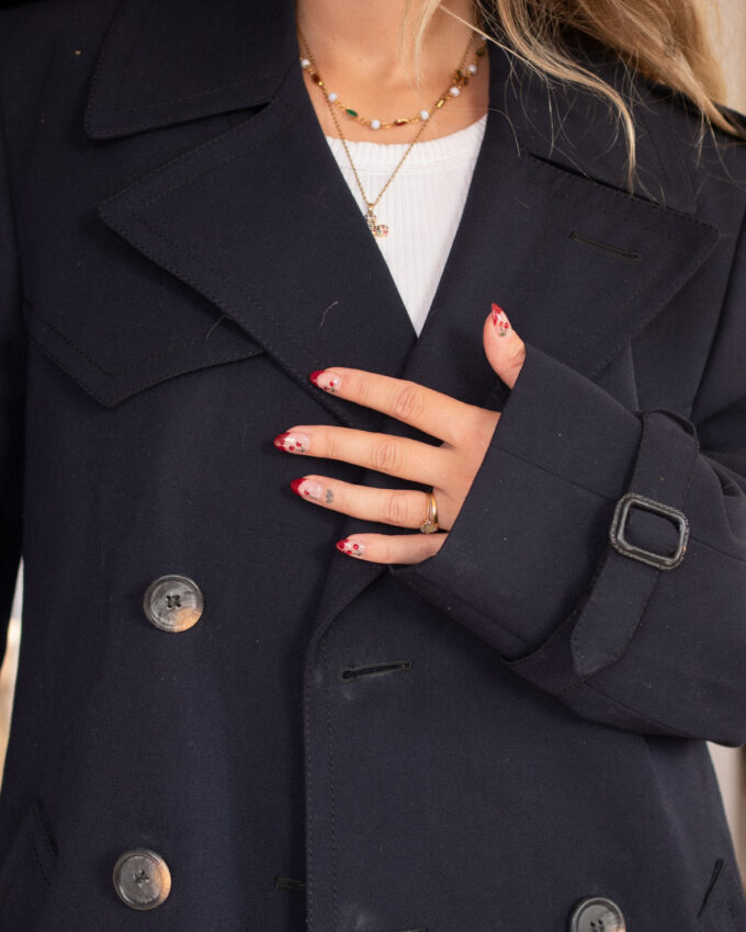 Midnight Blue Heavy Vintage Trench Coat - M/L