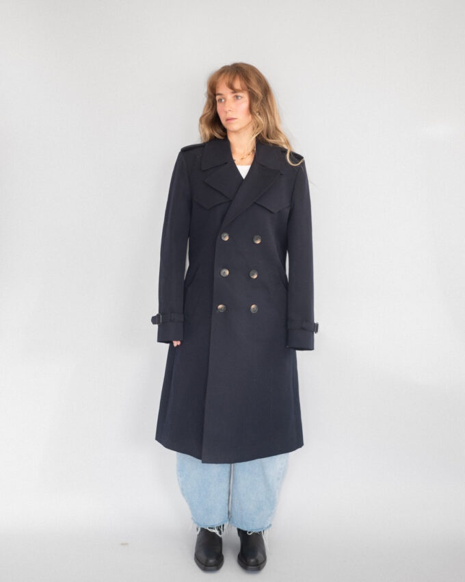 Midnight Blue Heavy Vintage Trench Coat - M/L