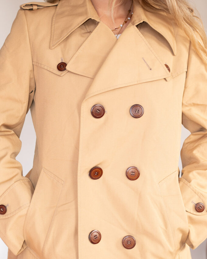 Classic Beige Vintage Trench Coat with removable Belt - S/M