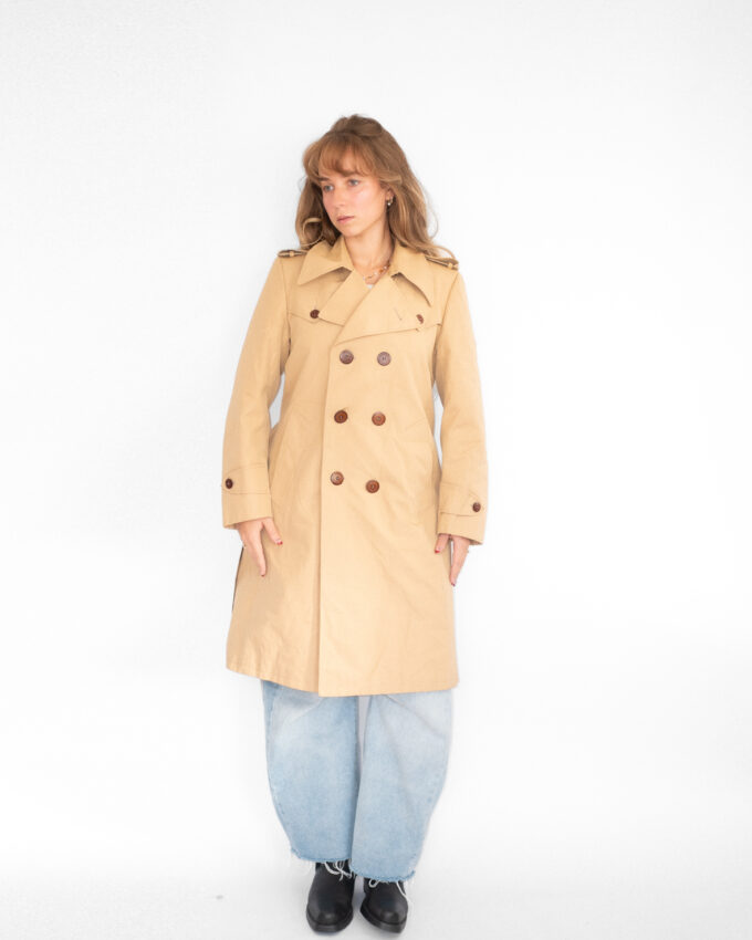 Classic Beige Vintage Trench Coat with removable Belt - S/M