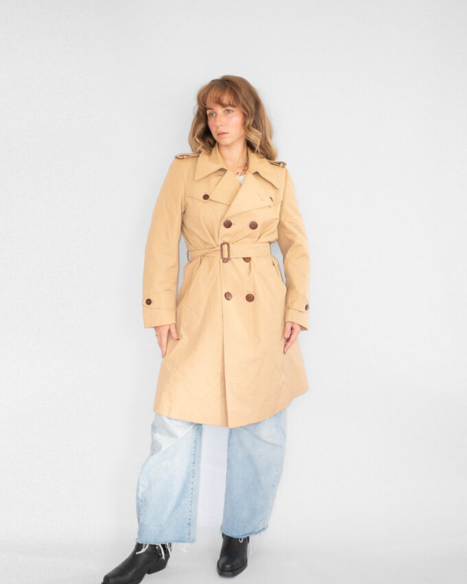 Classic Beige Vintage Trench Coat with removable Belt - S/M