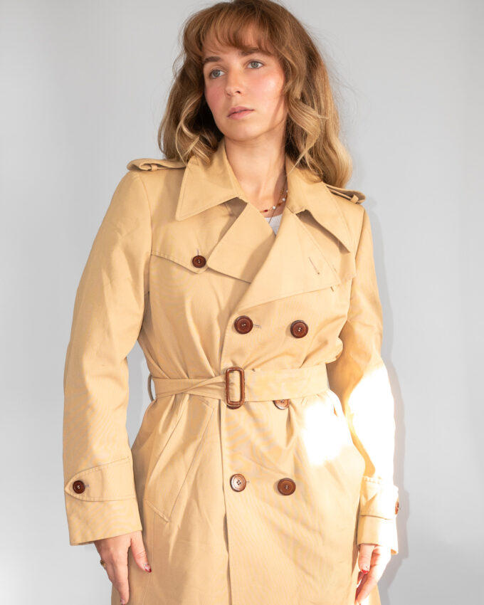 Classic Beige Vintage Trench Coat with removable Belt - S/M