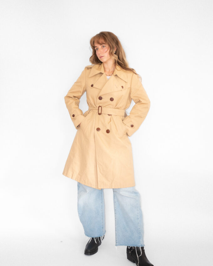 Classic Beige Vintage Trench Coat with removable Belt - S/M