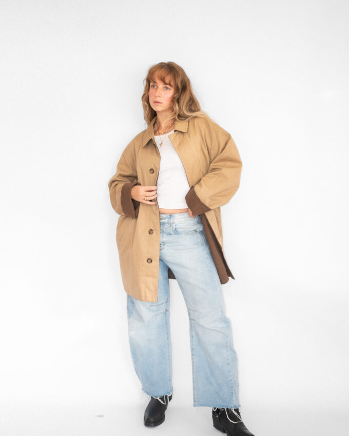 Reversible Vintage Midi Coat – Camel & Chocolate Brown - M