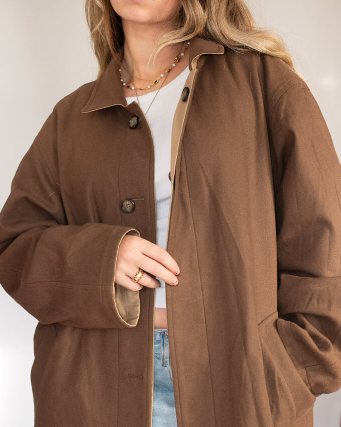 Reversible Vintage Midi Coat – Camel & Chocolate Brown - M