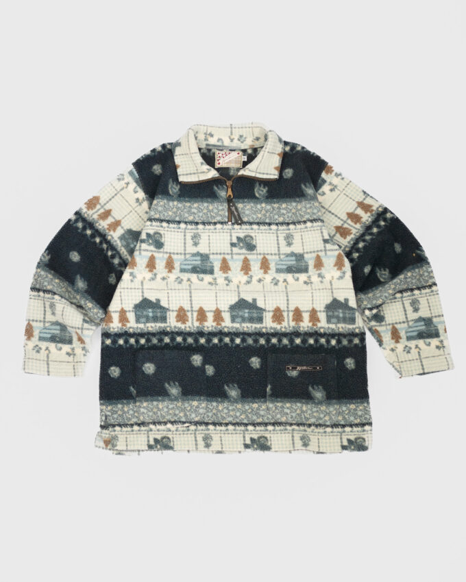 Cozy Vintage Fleece Half-Zip (Patterned) - M