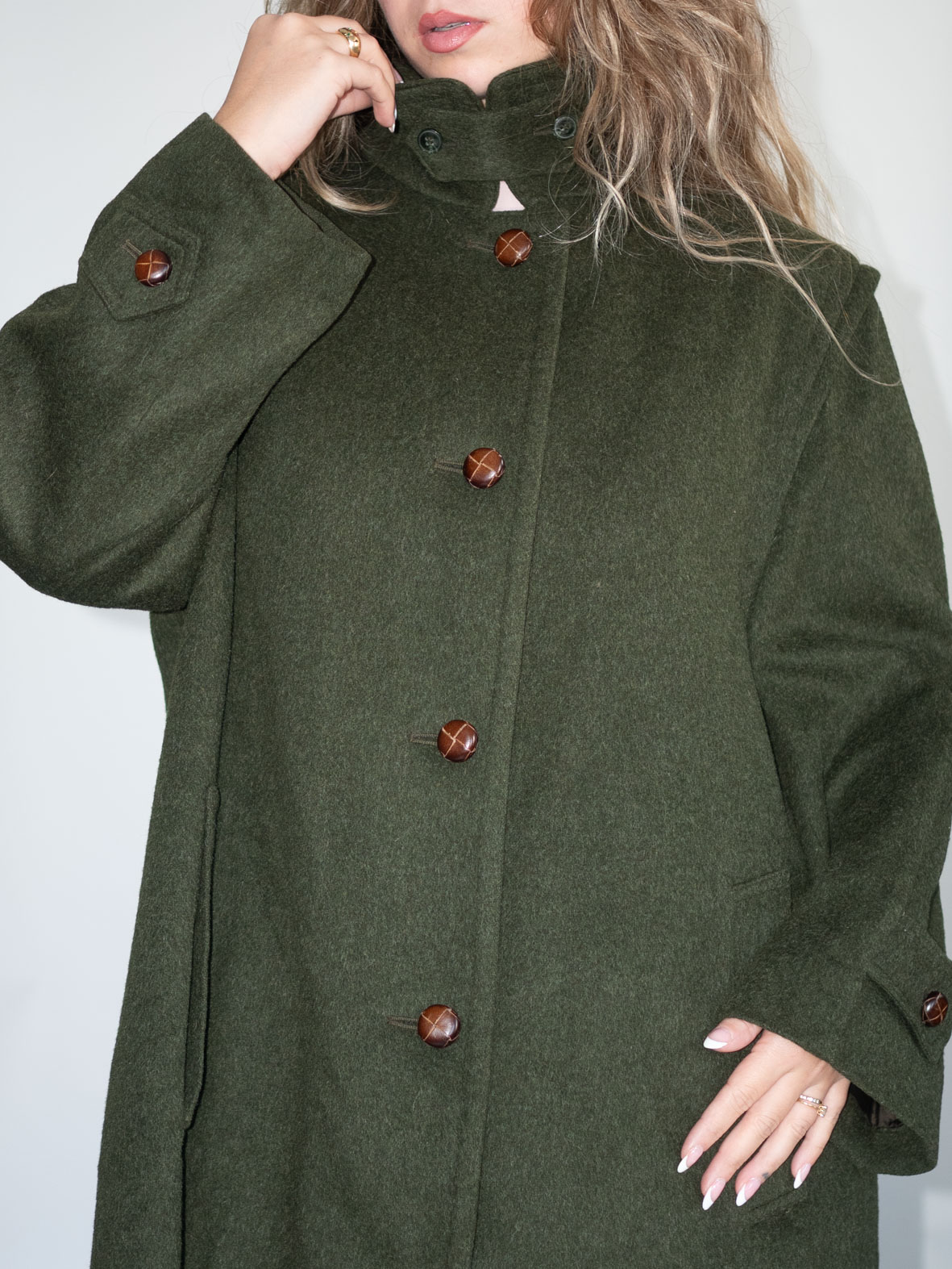Vintage Wool Coat – Olive Green (Serles, Made in Austria) - M - Image 4