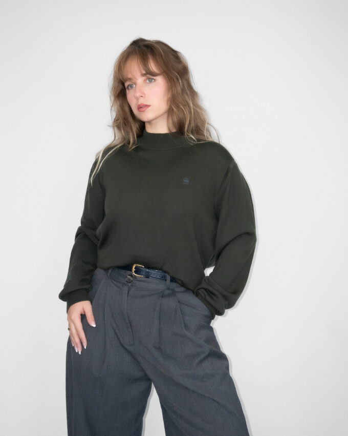Vintage G-Star Merino Wool Knit – Deep Olive Crew Neck - M/L