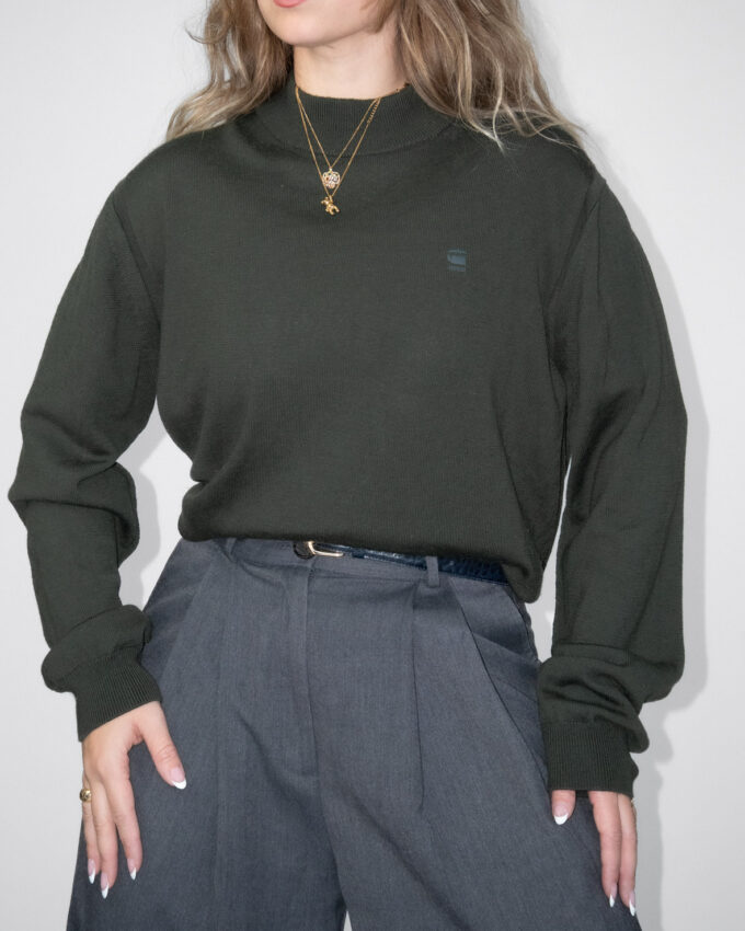 Vintage G-Star Merino Wool Knit – Deep Olive Crew Neck - M/L