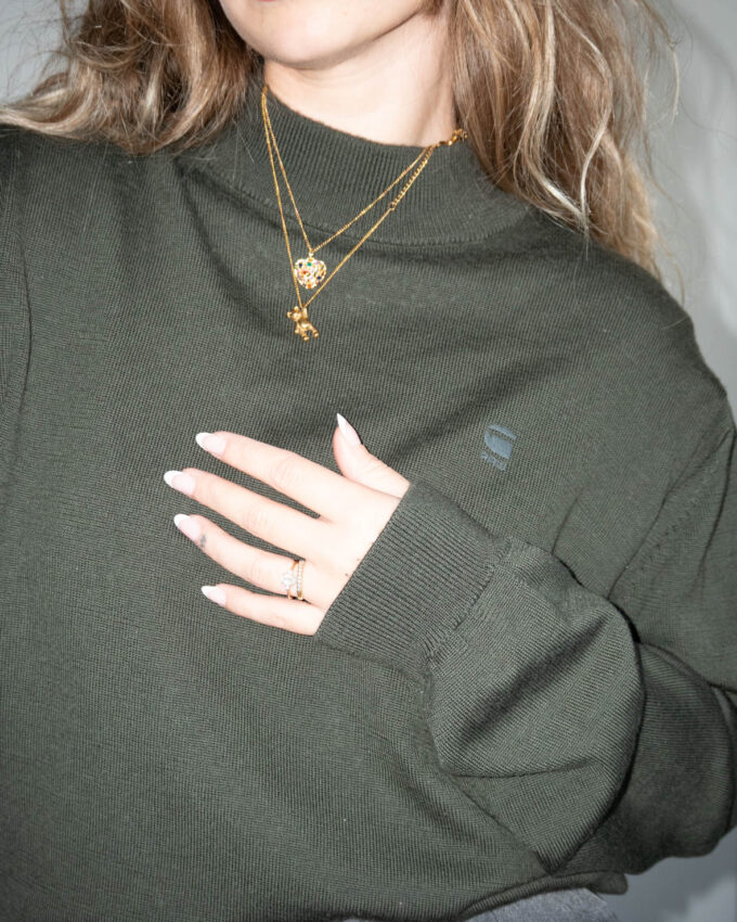 Vintage G-Star Merino Wool Knit – Deep Olive Crew Neck - M/L