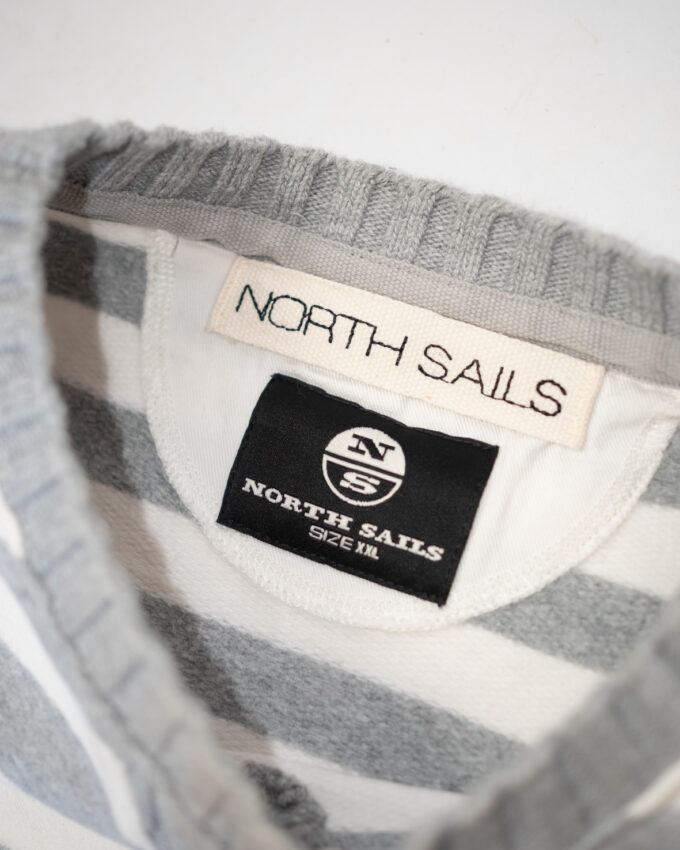 Vintage North Sails Cotton Striped Sweatshirt – Grey & White - M