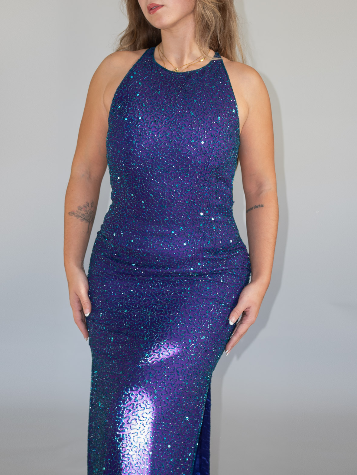 Glass-Beaded Silk Dress – Made in India - S - Image 3