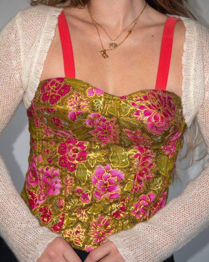 Italian Vintage Floral Corset – C-Cup