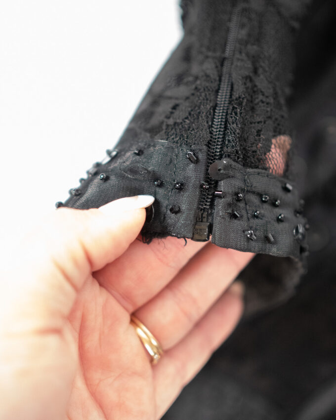 Black Beaded Corset Top (Side Zip) – Made in Turkey - S/M (C-cup)