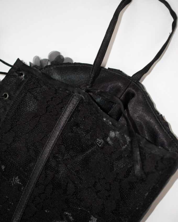 Black Beaded Corset Top (Side Zip) – Made in Turkey - S/M (C-cup)