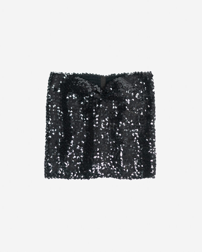 Stretchy Black Sequin Tube Top - XS/S