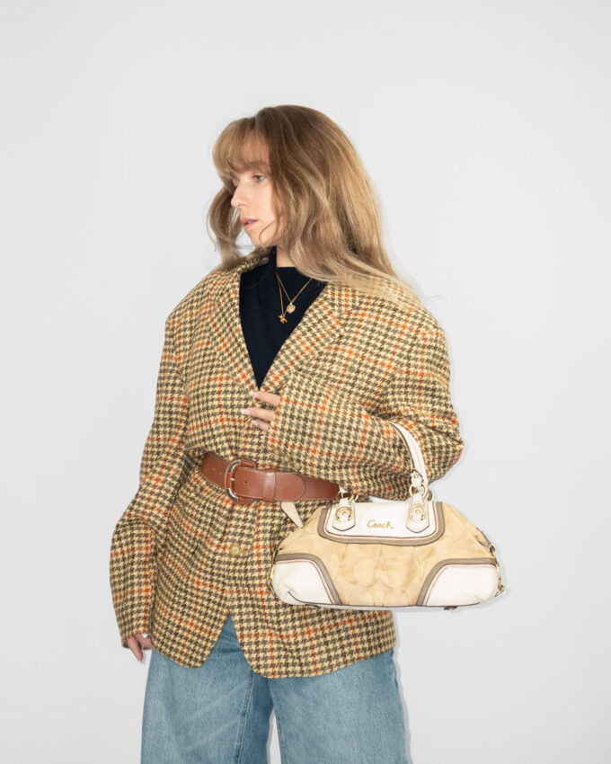 Vintage Wool Blazer – Houndstooth Pattern - L