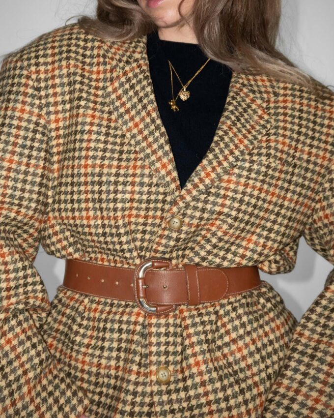 Vintage Wool Blazer – Houndstooth Pattern - L