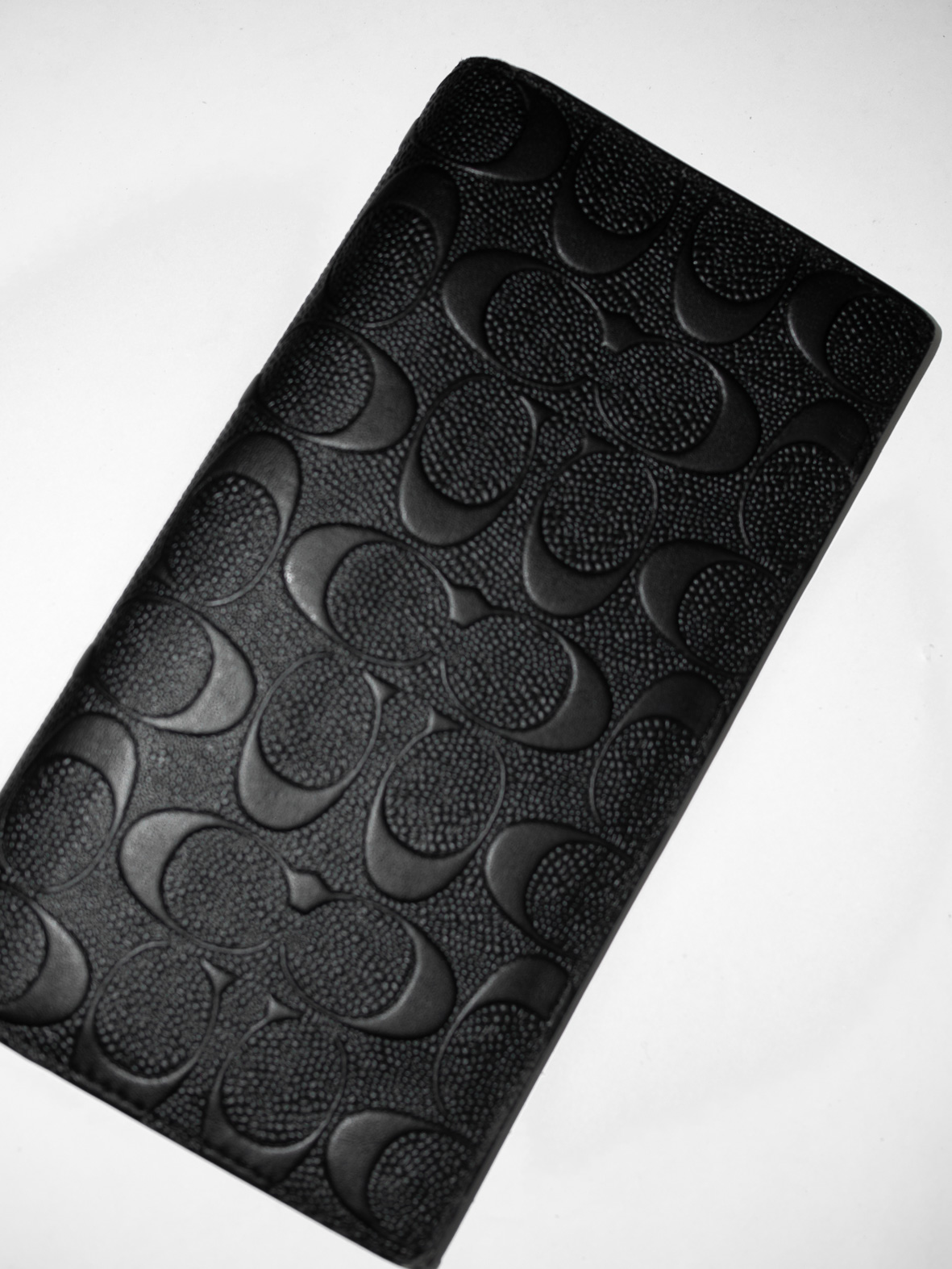 Coach Embossed Signature Leather Long Wallet – Black - Image 2