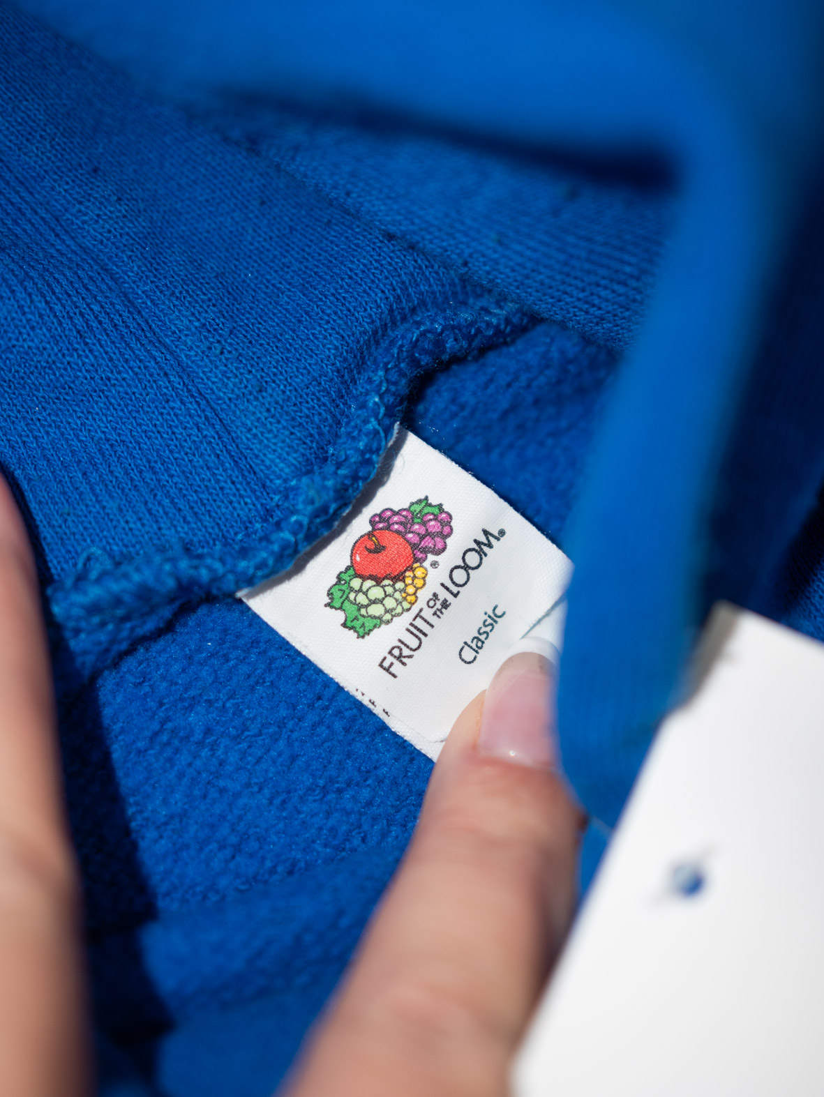 Oversized Vintage Fruit of the Loom Hoodie – Royal Blue - M - Image 3