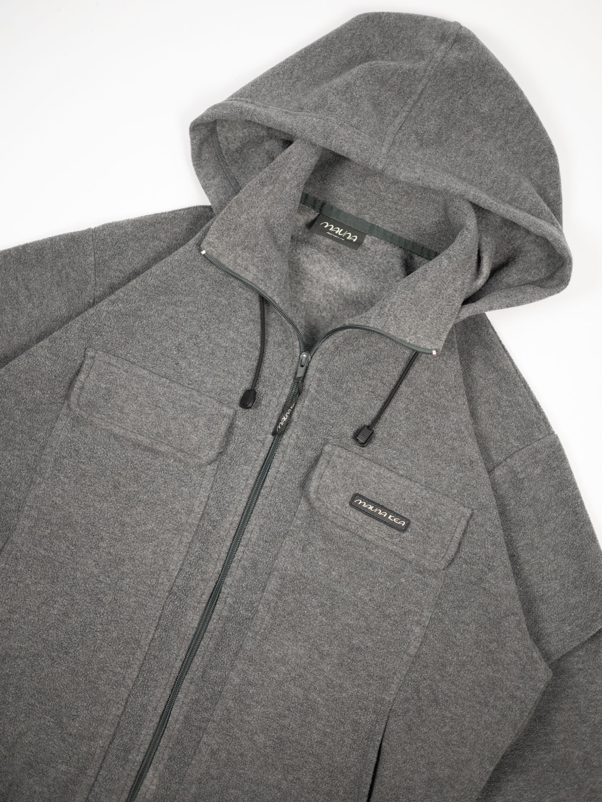 Cozy Vintage Fleece Zip-Up Hoodie – Grey - L - Image 2