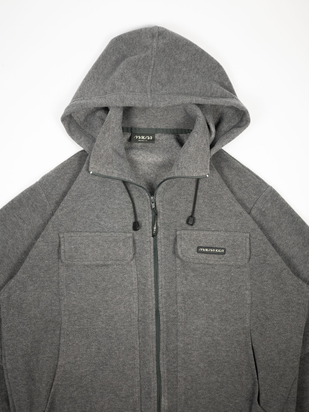 Cozy Vintage Fleece Zip-Up Hoodie – Grey - L - Image 6