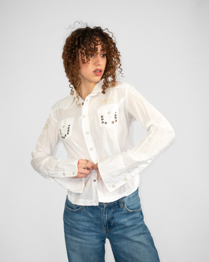 Diesel Vintage Button-Up Shirt with Embroidery - S